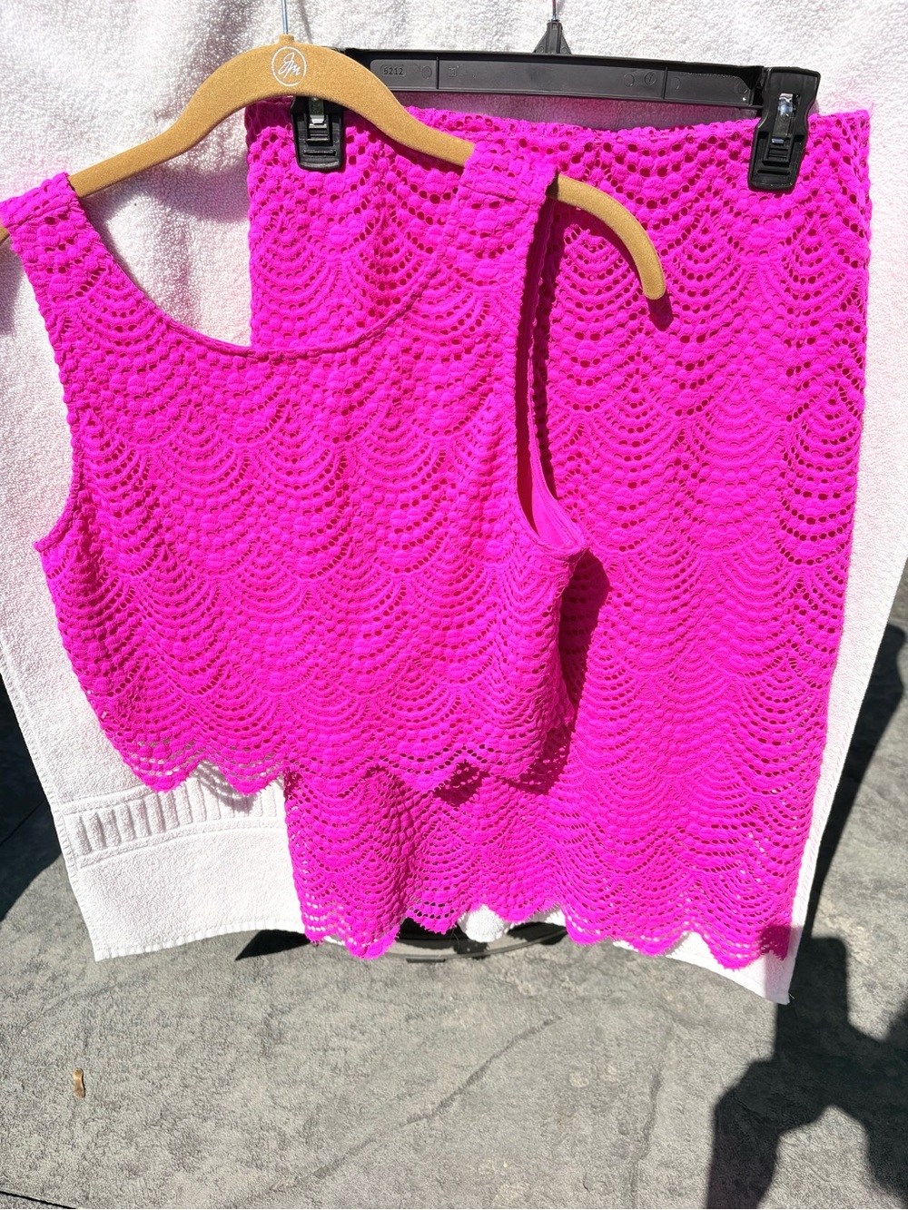 Lilly Pulitzer Hot Pink Crochet Tank Top and Midi Skirt